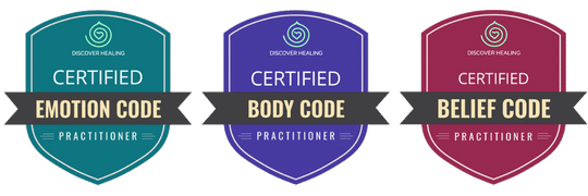 Certified Emotion Code, Body Code and Belief Code Practitioner badges